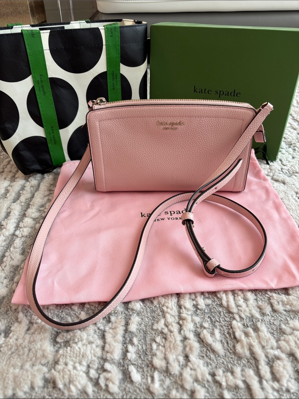 NWT Kate Spade  Light Pink  Leather Crossbody Bag Full inclusion $398 RETAIL